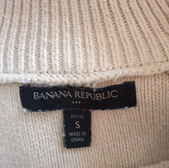 Banana Republic Cable Knit Cream Cotton Blend Turtleneck Fisherman Sweater Dress - Picture 5 of 6